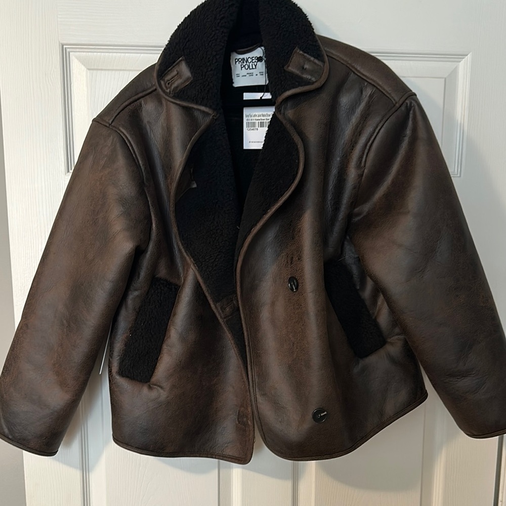Nunez Faux Leather Jacket Washed Brown/Black